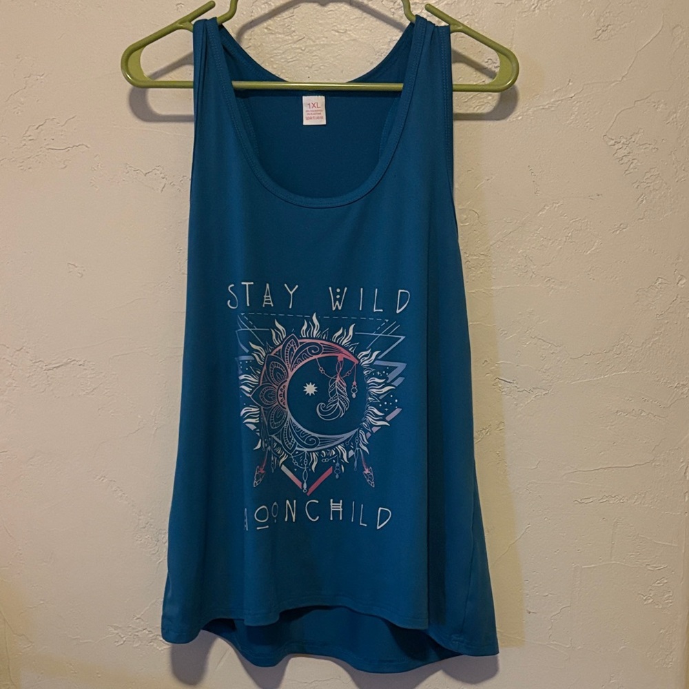 SHEIN Teal Stay Wild Moonchild Tank Top